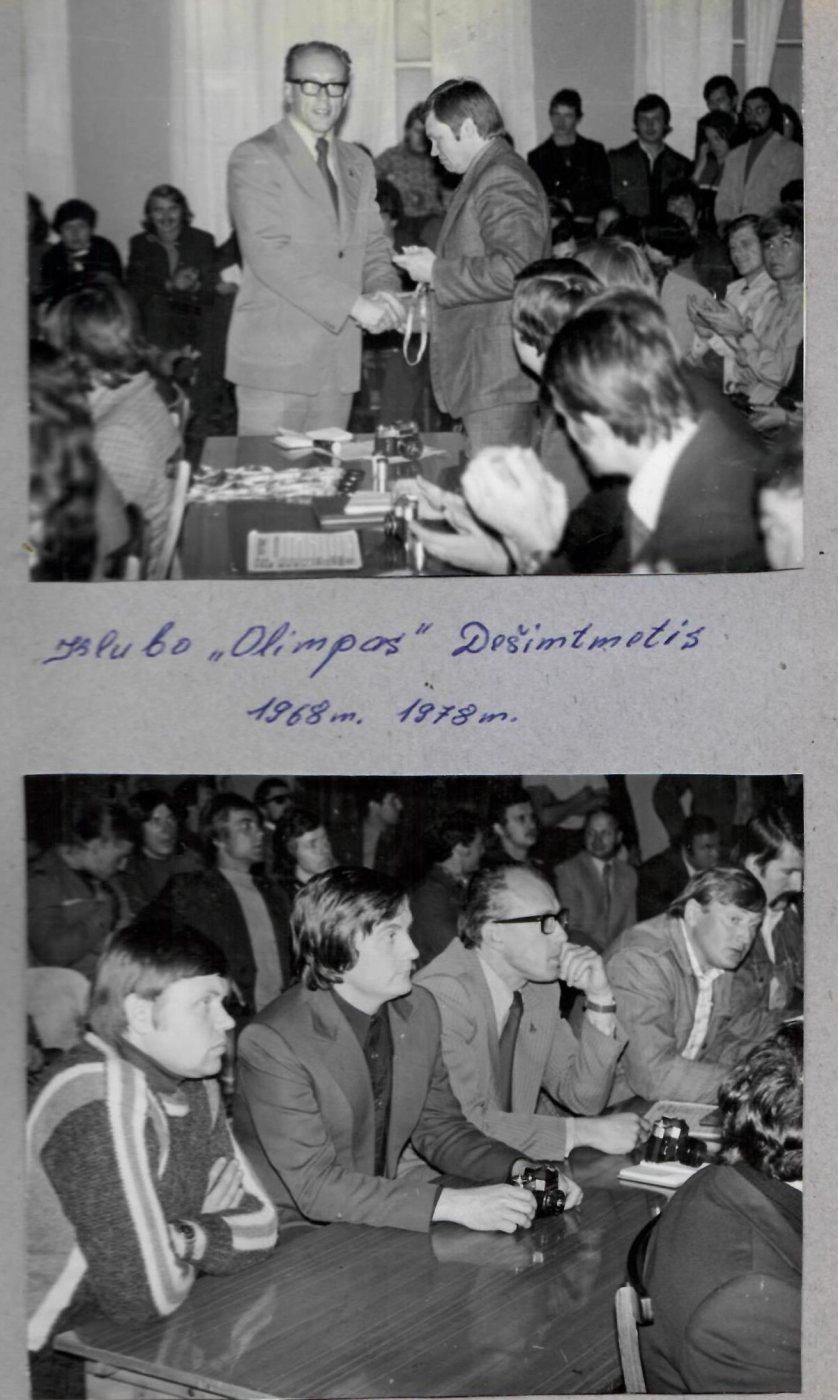 1978 m. „Olimpo” 10-mečio varžybos — vadovą sveikina federacijos prezidentas Romanas Kalinauskas